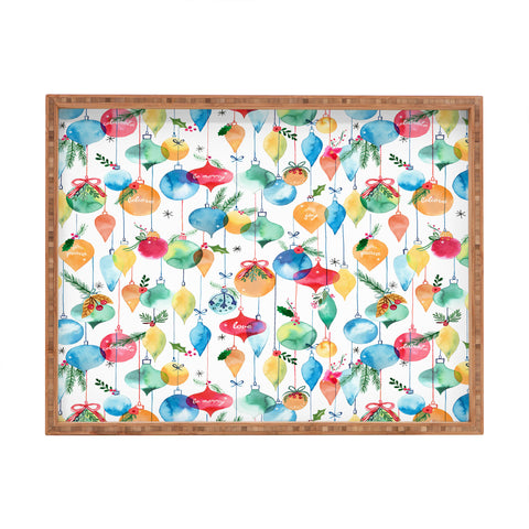 Ninola Design Christmas Baubles ords Rectangular Tray