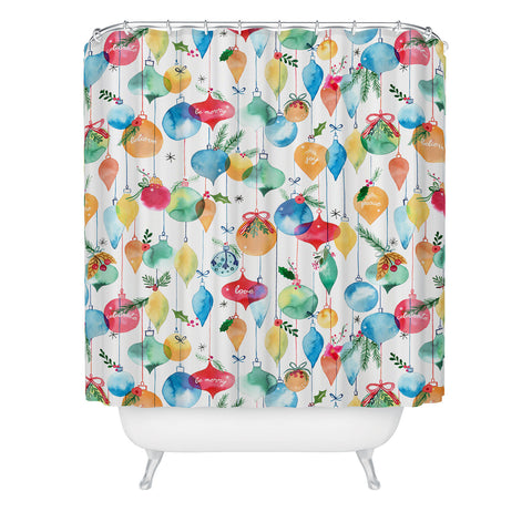Ninola Design Christmas Baubles ords Shower Curtain