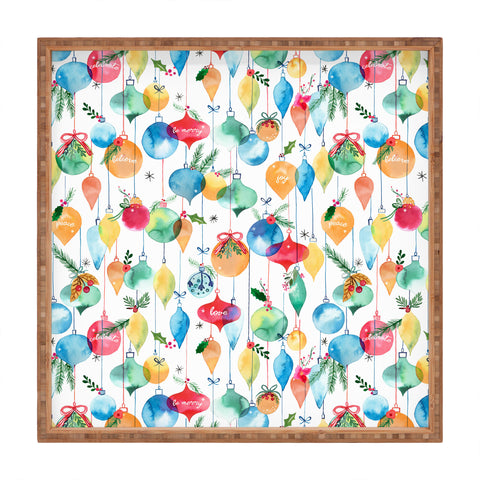 Ninola Design Christmas Baubles ords Square Tray