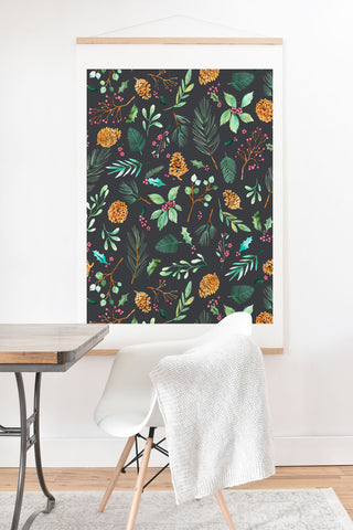 Ninola Design Christmas botanical charcoal Art Print And Hanger