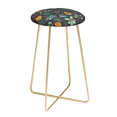 Ninola Design Christmas botanical charcoal Counter Stool