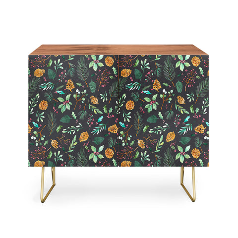 Ninola Design Christmas botanical charcoal Credenza