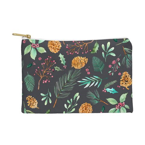 Ninola Design Christmas botanical charcoal Pouch