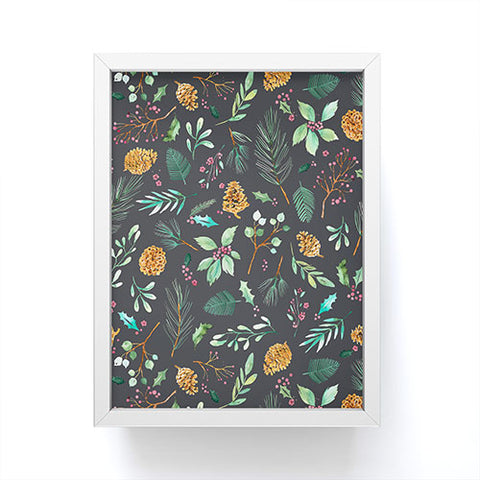 Ninola Design Christmas botanical charcoal Framed Mini Art Print