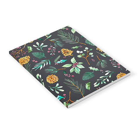 Ninola Design Christmas botanical charcoal Notebook