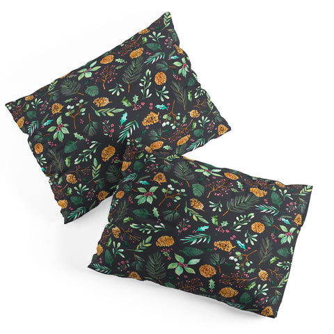 Ninola Design Christmas botanical charcoal Pillow Shams