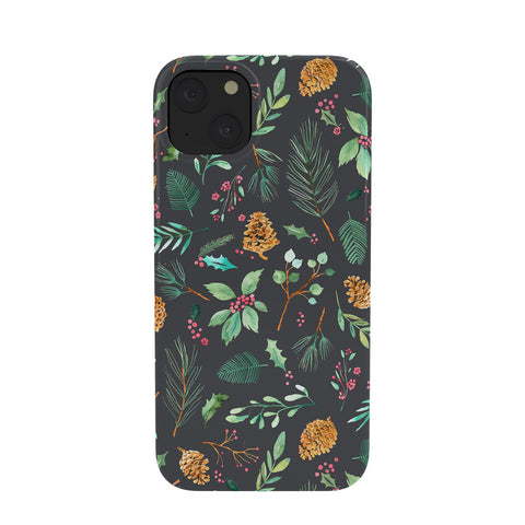 Ninola Design Christmas botanical charcoal Phone Case