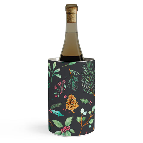 Ninola Design Christmas botanical charcoal Wine Chiller