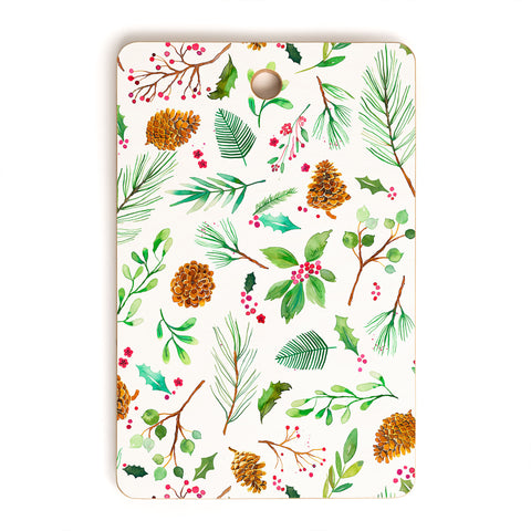 Ninola Design Christmas Botanical Cutting Board Rectangle