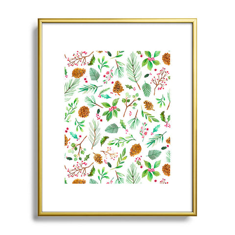 Ninola Design Christmas Botanical Metal Framed Art Print