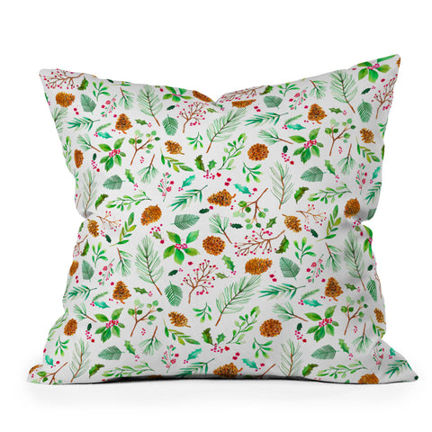 Ninola Design Christmas Botanical Throw Pillow
