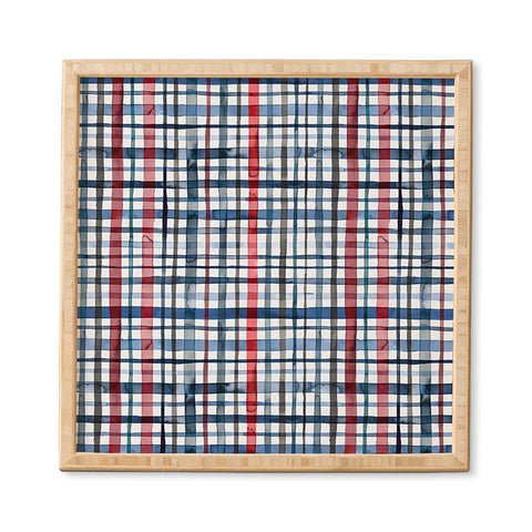 Ninola Design Christmas Checks Tartan Blue Framed Wall Art
