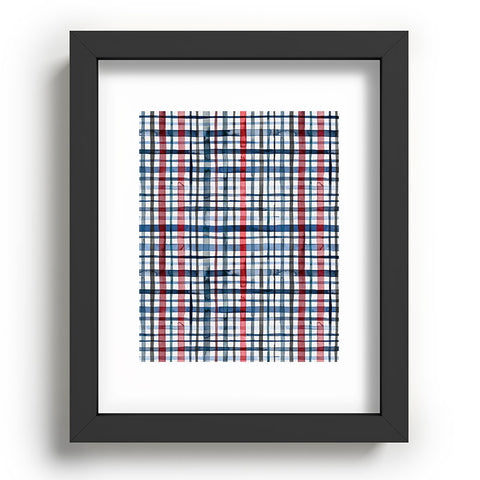 Ninola Design Christmas Checks Tartan Blue Recessed Framing Rectangle