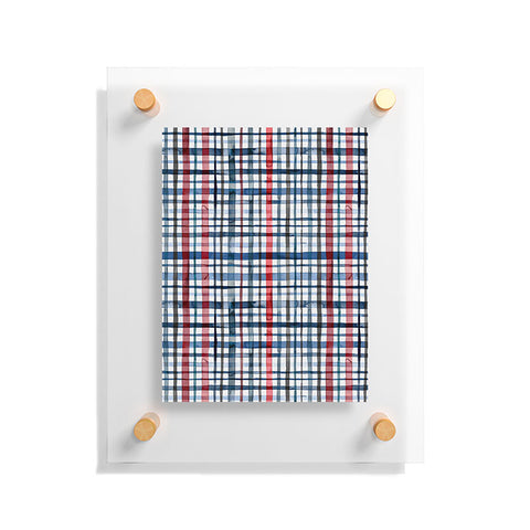 Ninola Design Christmas Checks Tartan Blue Floating Acrylic Print