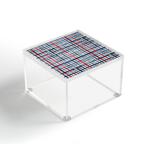 Ninola Design Christmas Checks Tartan Blue Acrylic Box