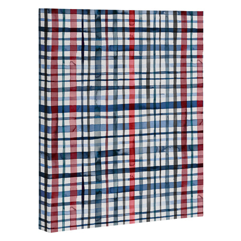 Ninola Design Christmas Checks Tartan Blue Art Canvas