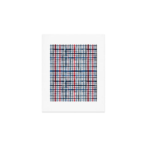 Ninola Design Christmas Checks Tartan Blue Art Print