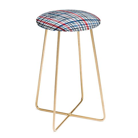 Ninola Design Christmas Checks Tartan Blue Counter Stool