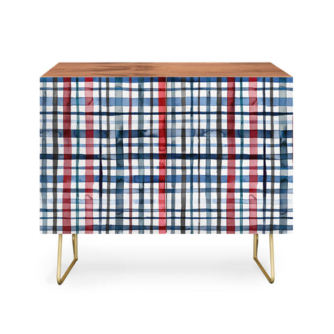 Ninola Design Christmas Checks Tartan Blue Credenza