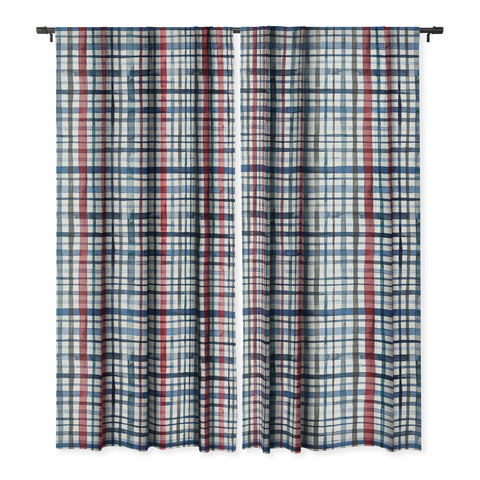 Ninola Design Christmas Checks Tartan Blue Blackout Non Repeat