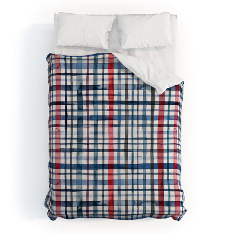 Ninola Design Christmas Checks Tartan Blue Duvet Cover