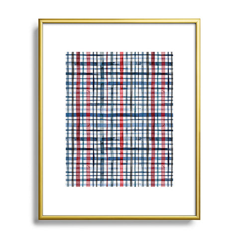 Ninola Design Christmas Checks Tartan Blue Metal Framed Art Print