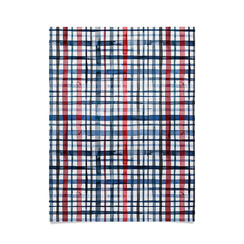 Ninola Design Christmas Checks Tartan Blue Poster