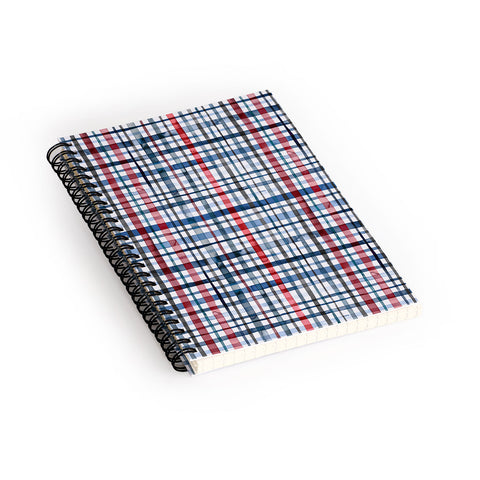 Ninola Design Christmas Checks Tartan Blue Spiral Notebook