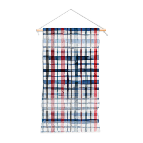 Ninola Design Christmas Checks Tartan Blue Wall Hanging Portrait