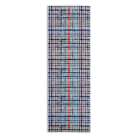 Ninola Design Christmas Checks Tartan Blue Yoga Towel