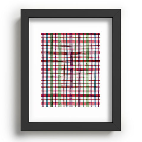 Ninola Design Christmas Checks Tartan Red Recessed Framing Rectangle