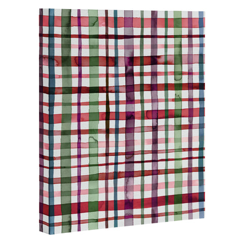 Ninola Design Christmas Checks Tartan Red Art Canvas