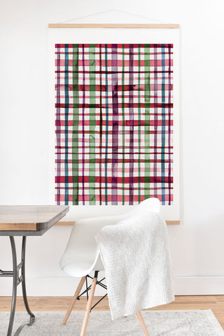 Ninola Design Christmas Checks Tartan Red Art Print And Hanger