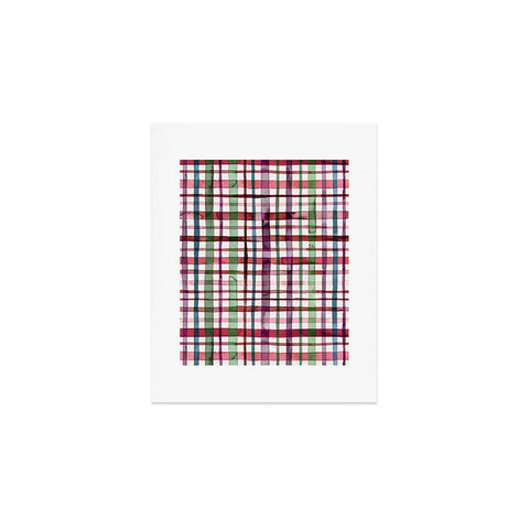 Ninola Design Christmas Checks Tartan Red Art Print