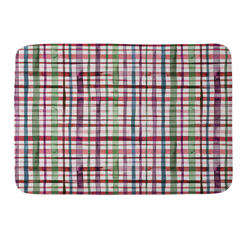 Ninola Design Christmas Checks Tartan Red Memory Foam Bath Mat