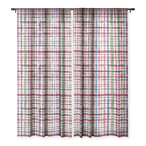 Ninola Design Christmas Checks Tartan Red Sheer Non Repeat