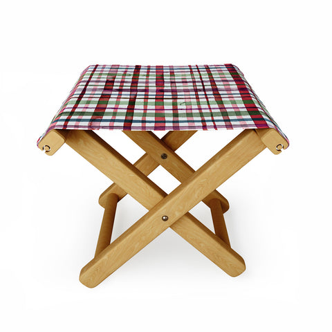 Ninola Design Christmas Checks Tartan Red Folding Stool