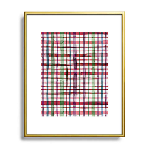 Ninola Design Christmas Checks Tartan Red Metal Framed Art Print
