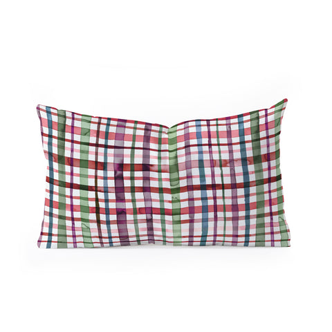 Ninola Design Christmas Checks Tartan Red Oblong Throw Pillow