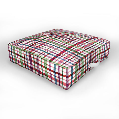 Ninola Design Christmas Checks Tartan Red Outdoor Floor Cushion
