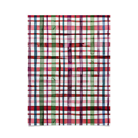 Ninola Design Christmas Checks Tartan Red Poster