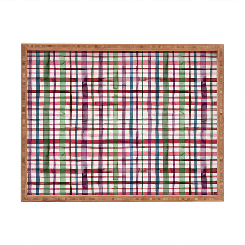 Ninola Design Christmas Checks Tartan Red Rectangular Tray