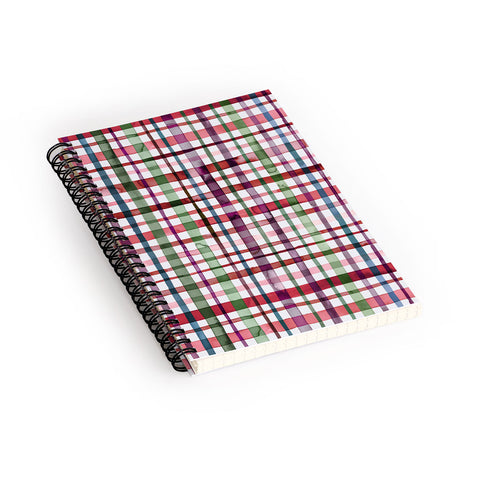 Ninola Design Christmas Checks Tartan Red Spiral Notebook