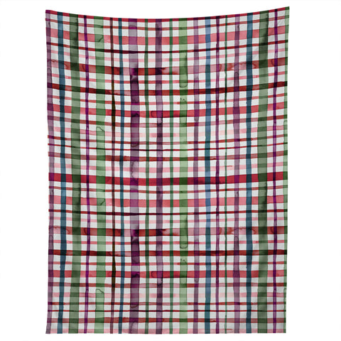 Ninola Design Christmas Checks Tartan Red Tapestry