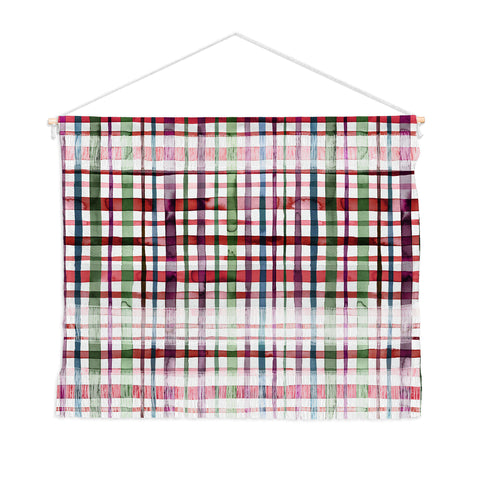 Ninola Design Christmas Checks Tartan Red Wall Hanging Landscape