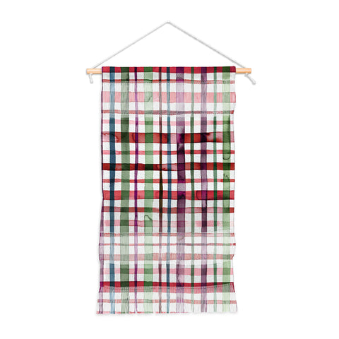 Ninola Design Christmas Checks Tartan Red Wall Hanging Portrait
