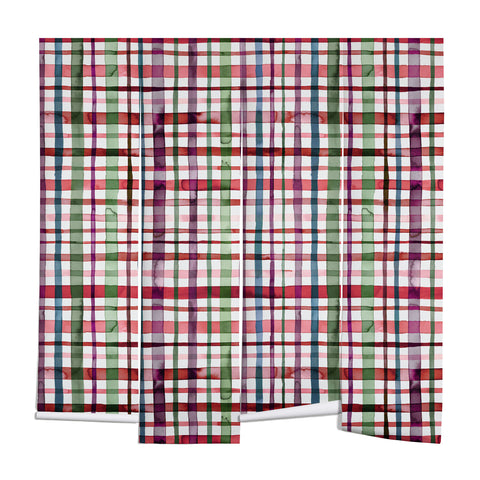 Ninola Design Christmas Checks Tartan Red Wall Mural