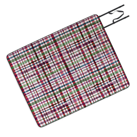 Ninola Design Christmas Checks Tartan Red Picnic Blanket