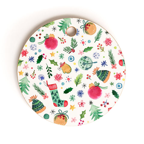 Ninola Design Christmas Favorite Things Cutting Board Round