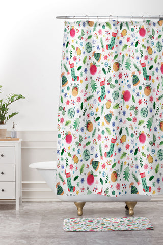 Ninola Design Christmas Favorite Things Shower Curtain And Mat